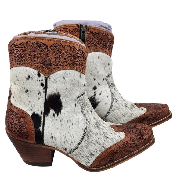 Myra Bag Shoes - MYRA BAG Silverado Hair On Tooled Leather Shortie Cowboy Boots Size 6-11 NWT